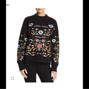 Chic Black Floral Sweater size large